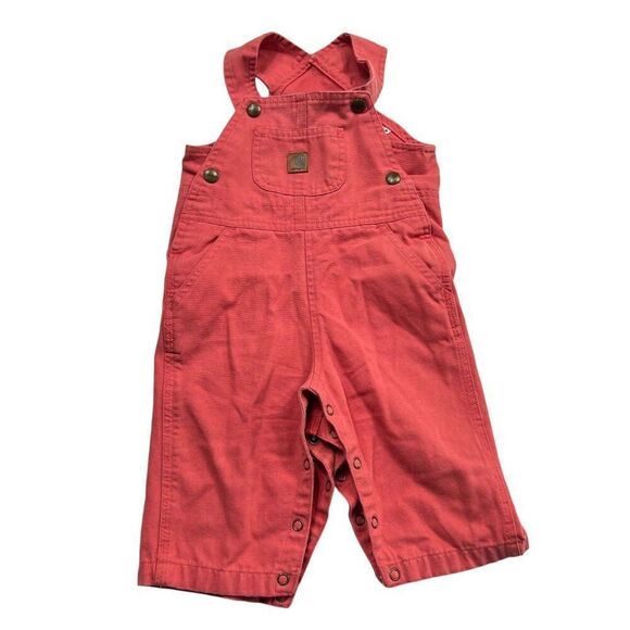 Carhartt Baby Overalls 12 Months Coral Pink 100% Cotton - Picture 1 of 7